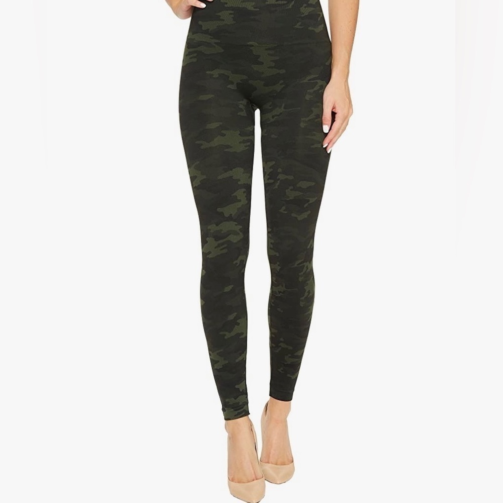 SPANX Green Camo High-Waist Leggings